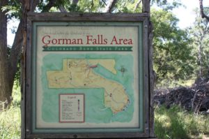 Photo of Gorman Falls Area sign.